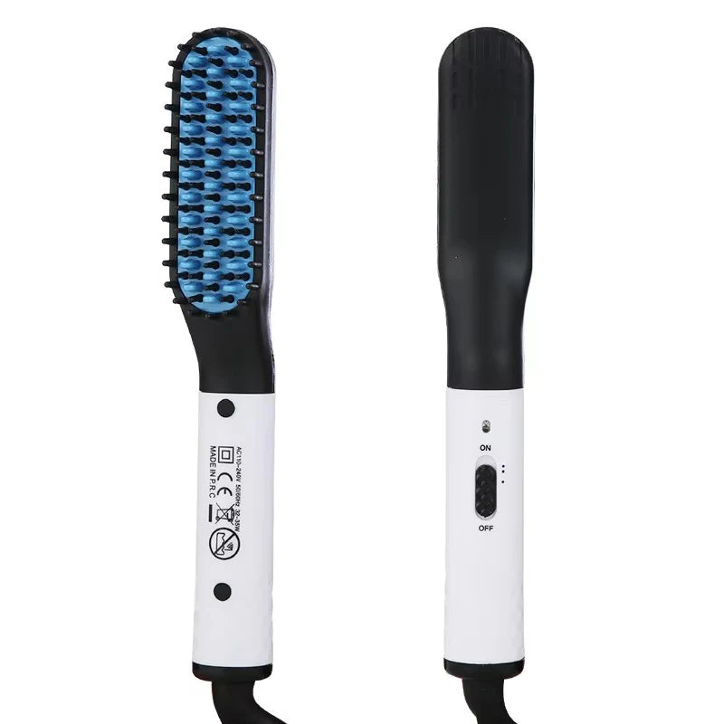 Professional Hair Straightener Multifunctional Quick Heated Men Beard Care Brush Hair Curler Brush Comb Hair Styler Tools Peaceful Pleasures Health and Wellness WHITE AU