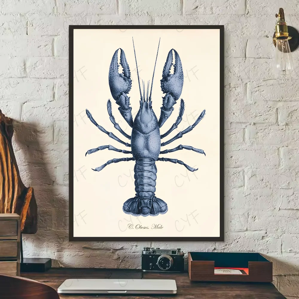 Blue Sea Creature Coral Shrimp Poster HD art sticky wall waterproof home living room bedroom bar aesthetic decoration Peaceful Pleasures Health and Wellness z3 30X40cmNoframe