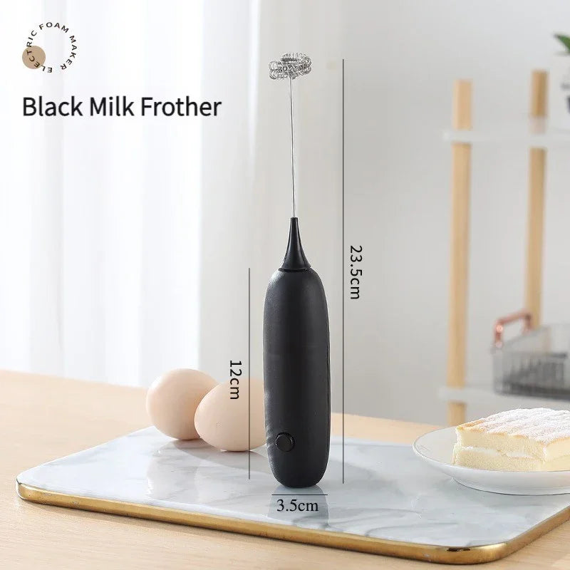 1PC Battery Model Handheld Egg Beater Froth Mixer Kitchen Automatic Coffee Milk Foaming Mixer Kitchen Whisk Tools Peaceful Pleasures Health and Wellness black