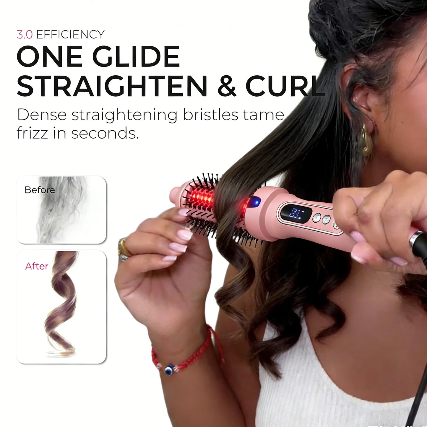 Fast Heating Fluffy Styling Comb Digital Screen Straightening Curling Ionic Hair Curling Wand Brush Infrared Hair Styling Set Peaceful Pleasures Health and Wellness