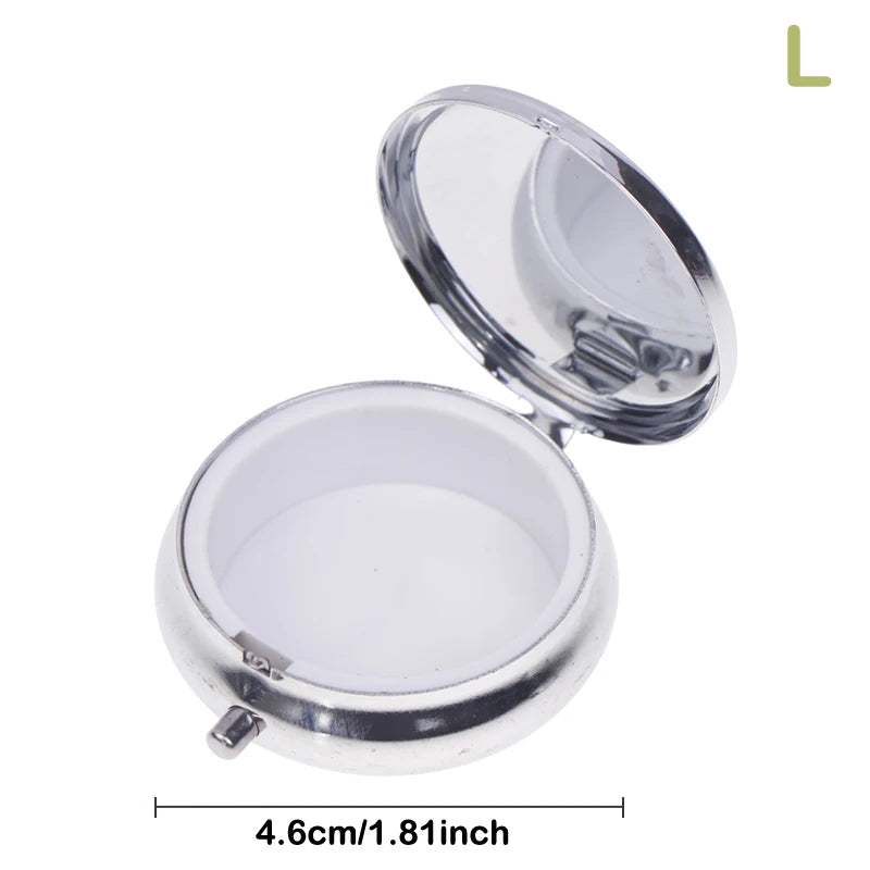 Metal Pill Boxes Stainless Steel Round Pill Boxes Medicine Organizer Container Medicine Case Splitters Pill Candy Box Peaceful Pleasures Health and Wellness L