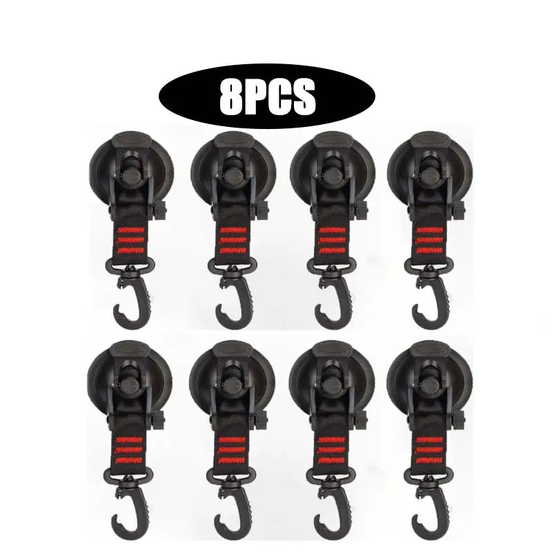 Car Tent Suction Cup Hooks | Camping Awning Buckle Clips 4-Pack
