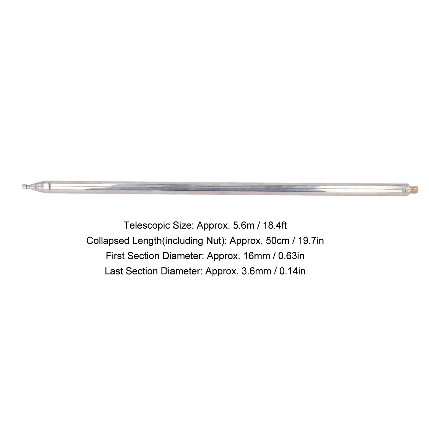 DIY Antenna Telescopic Replacement 5 6meter M10 Interface Stainless