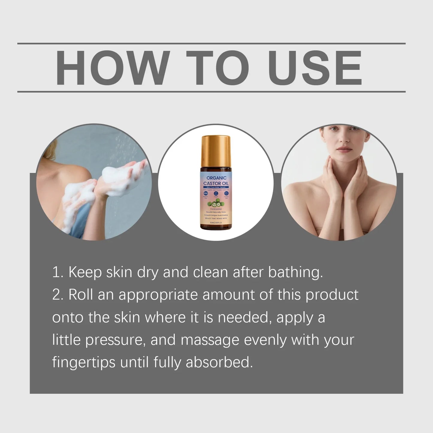 Organic Castor Oil Roller Serum – Hair, Lash & Brow Growth Oil