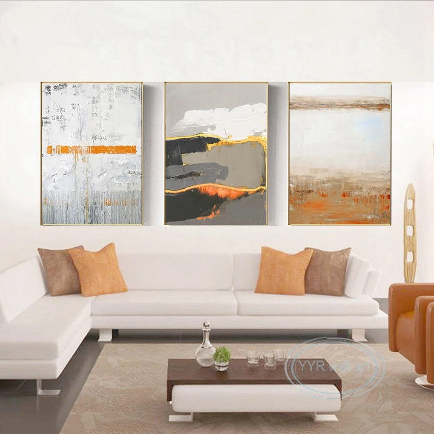 Aesthetic Decor Mural 3 Panel Wall Art Pictures For Home Hand Drawn Acrylic Oil Painting On Canvas Posters For Living Room Sofa Peaceful Pleasures Health and Wellness