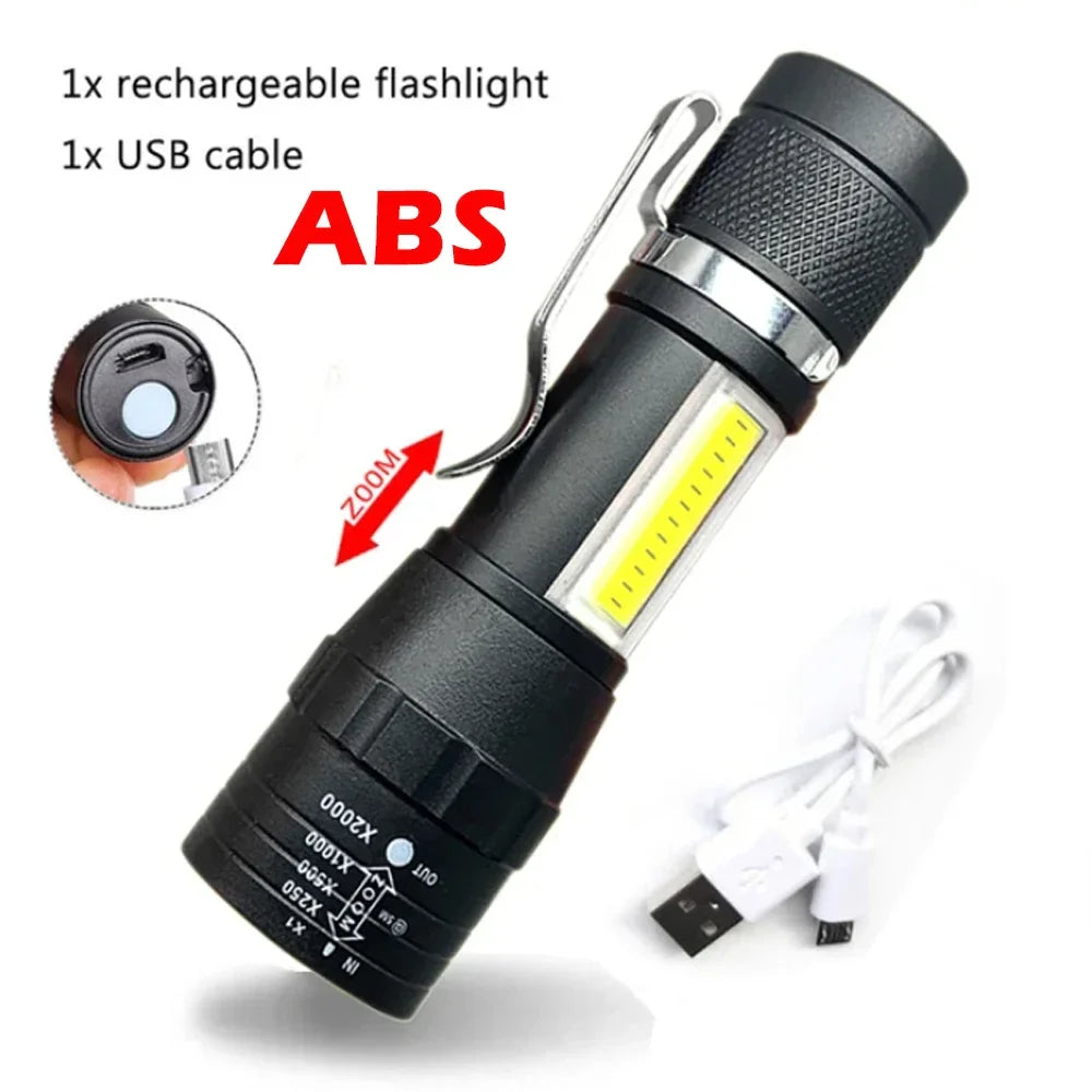 Mini LED Rechargeable Flashlight 800LM USB Torch | Waterproof