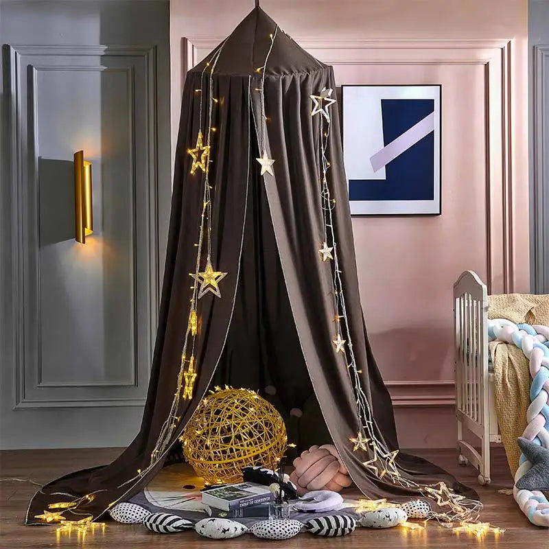 Battilo Kids Bed Mosquito Net Bed Canopy for Boys & Girls Room Bed Curtain for Child Crib Children Tent Hanging Round Play Tent Peaceful Pleasures Health and Wellness Dark Coffee 65x270cm