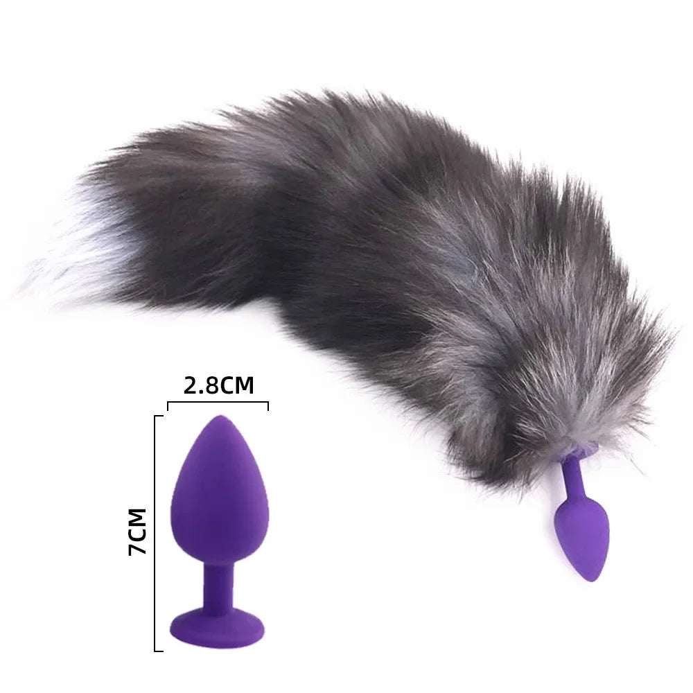 Sex Toy Anal Plug Anal Toys Long Fox Tail Erotic Anus Toy Ass Stuff With Silicone Inserted Behind The Anus Sexy Toys For Woman Peaceful Pleasures Health and Wellness A-C501-purple