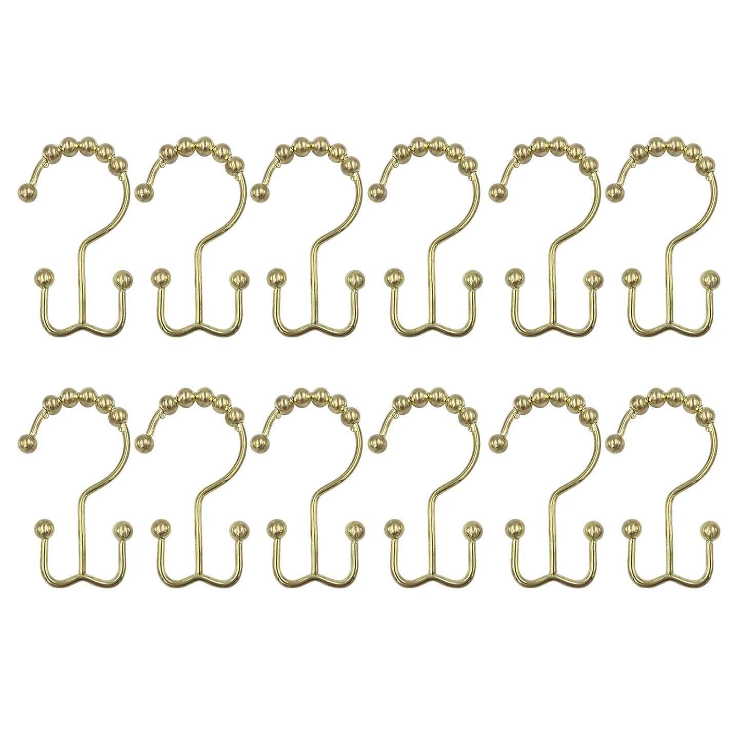 12-Pack Double-Sided Shower Curtain Hooks | Rustproof Stainless Steel