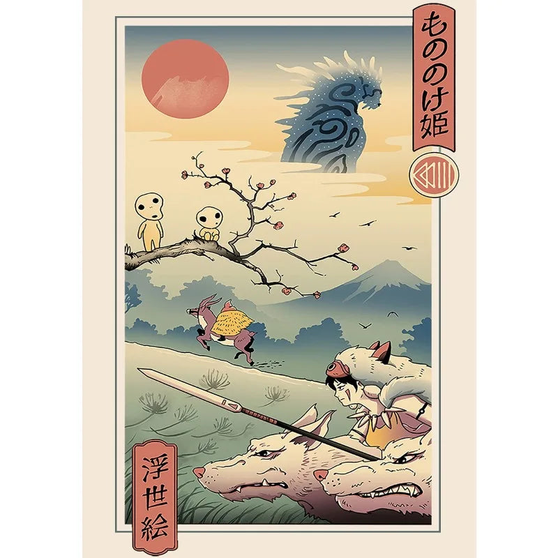 Retro Japanese Anime N-Neighbor Princess Castle Collection Cartoon Poster,Wall Art Printed,Canvas Painting Home Decor Gift Peaceful Pleasures Health and Wellness