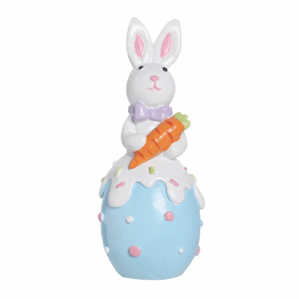 Hand-Painted Resin Easter Bunny Figurine | Colorful Ornament