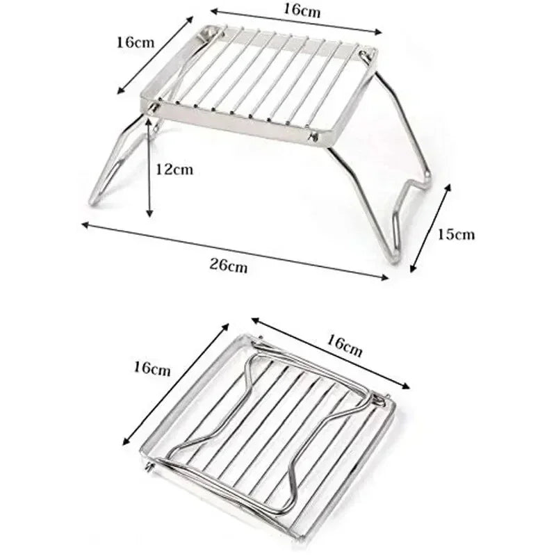 Portable Folding Stainless Steel Camping Stove & BBQ Rack