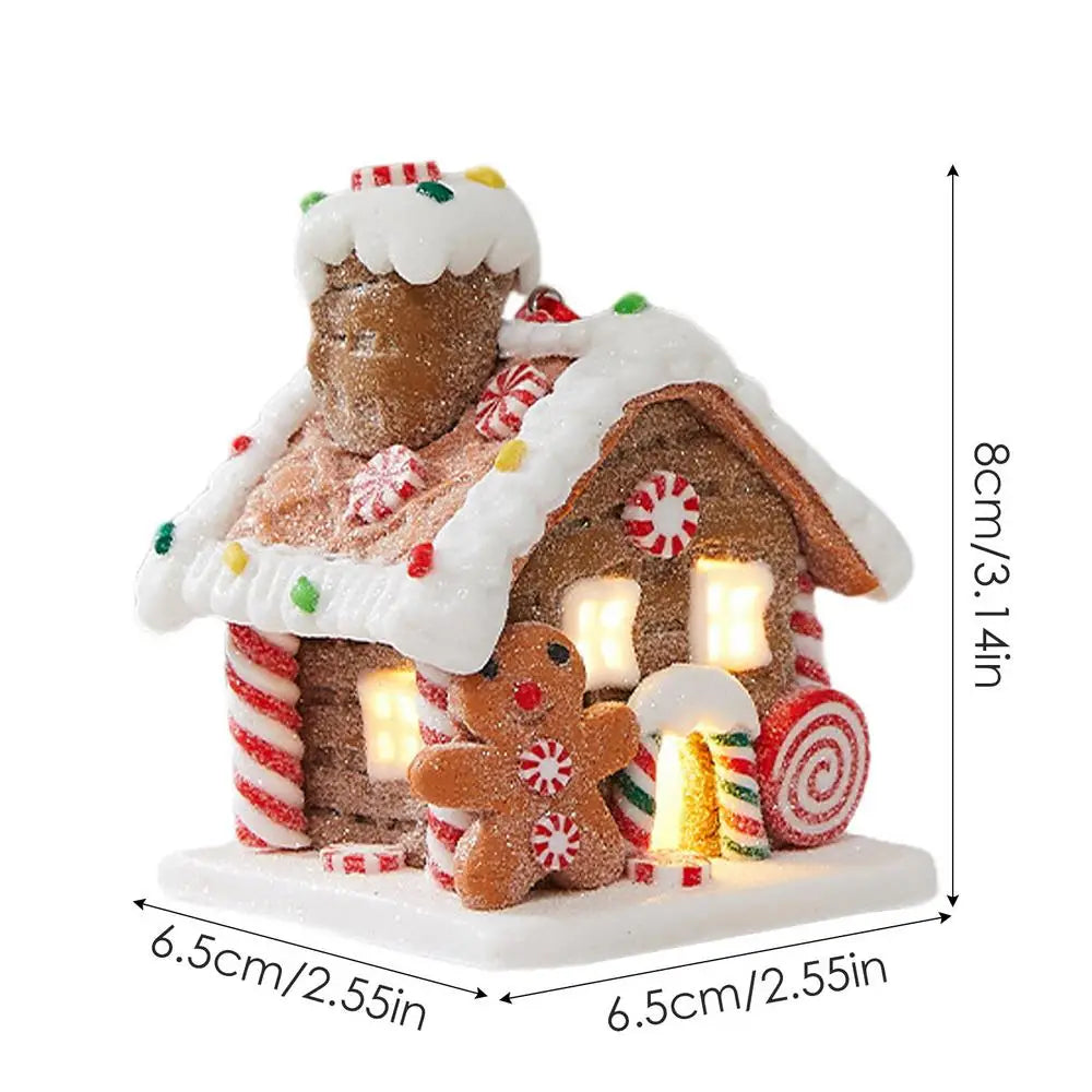 Christmas Decoration Glowing Small House Christmas Gift Soft Pottery Fairy Tale Candy House Atmosphere Decoration Window Display Peaceful Pleasures Health and Wellness C