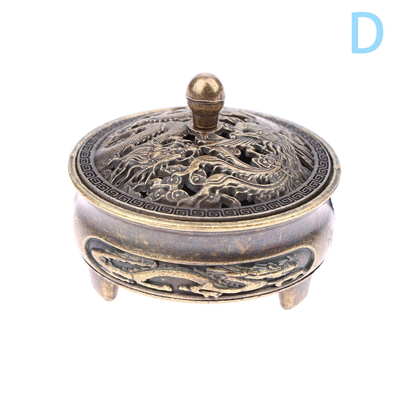 Mini Antique Pocket Incense Burner | Chinese Hollow Zinc Alloy Decor