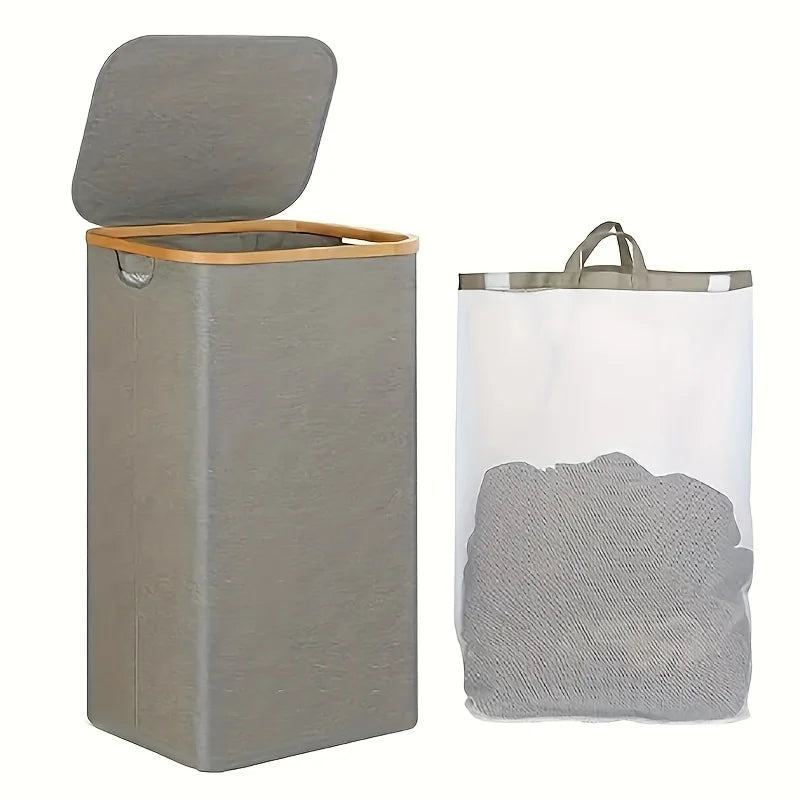Foldable Laundry Basket with Lid – Large Capacity Hamper