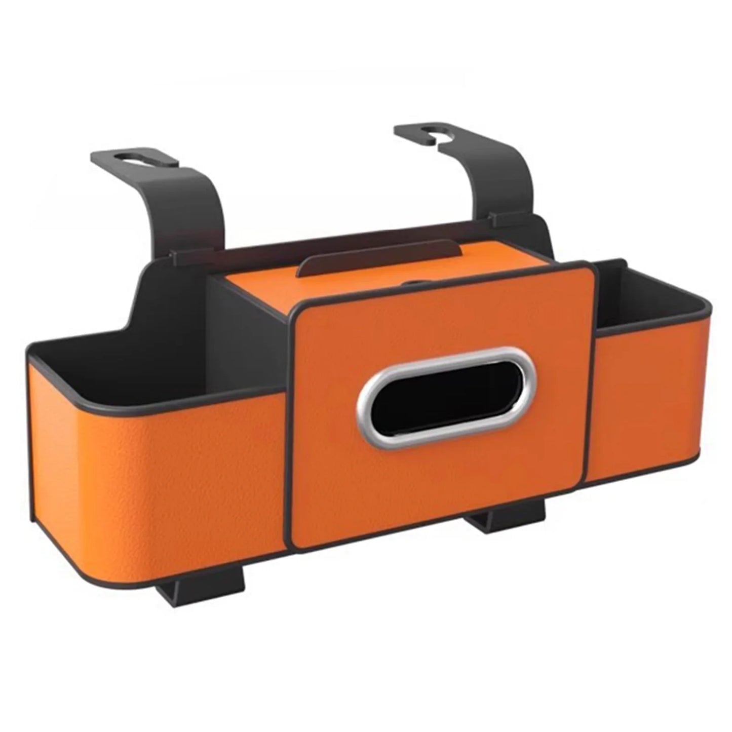 Multifunctional Car Organizer with Cup Holder Tissue Box and Hooks Car Seat Back Storage Box Travel Accessories for Kids Adults Peaceful Pleasures Health and Wellness Orange