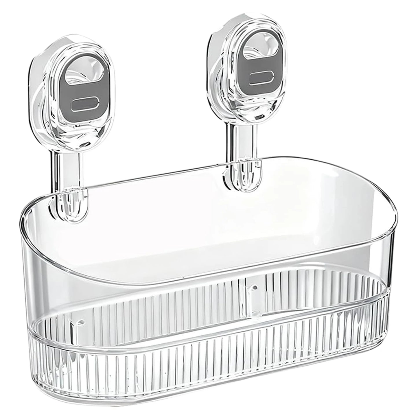 No-Drill Multi Functional Suction Cup Shelf Reusable Wall-Mounted Organizer Transparent Storage Hanging Basket for Home Bathroom Peaceful Pleasures Health and Wellness Multicolor