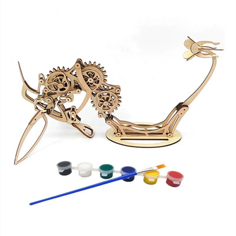 Wooden Kinetic Hummingbird Sculpture Set Assemble Animal Models with High Peaceful Pleasures Health and Wellness