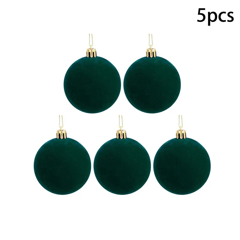 Velvet Christmas Ball Ornaments Red & White Xmas Tree Decor
