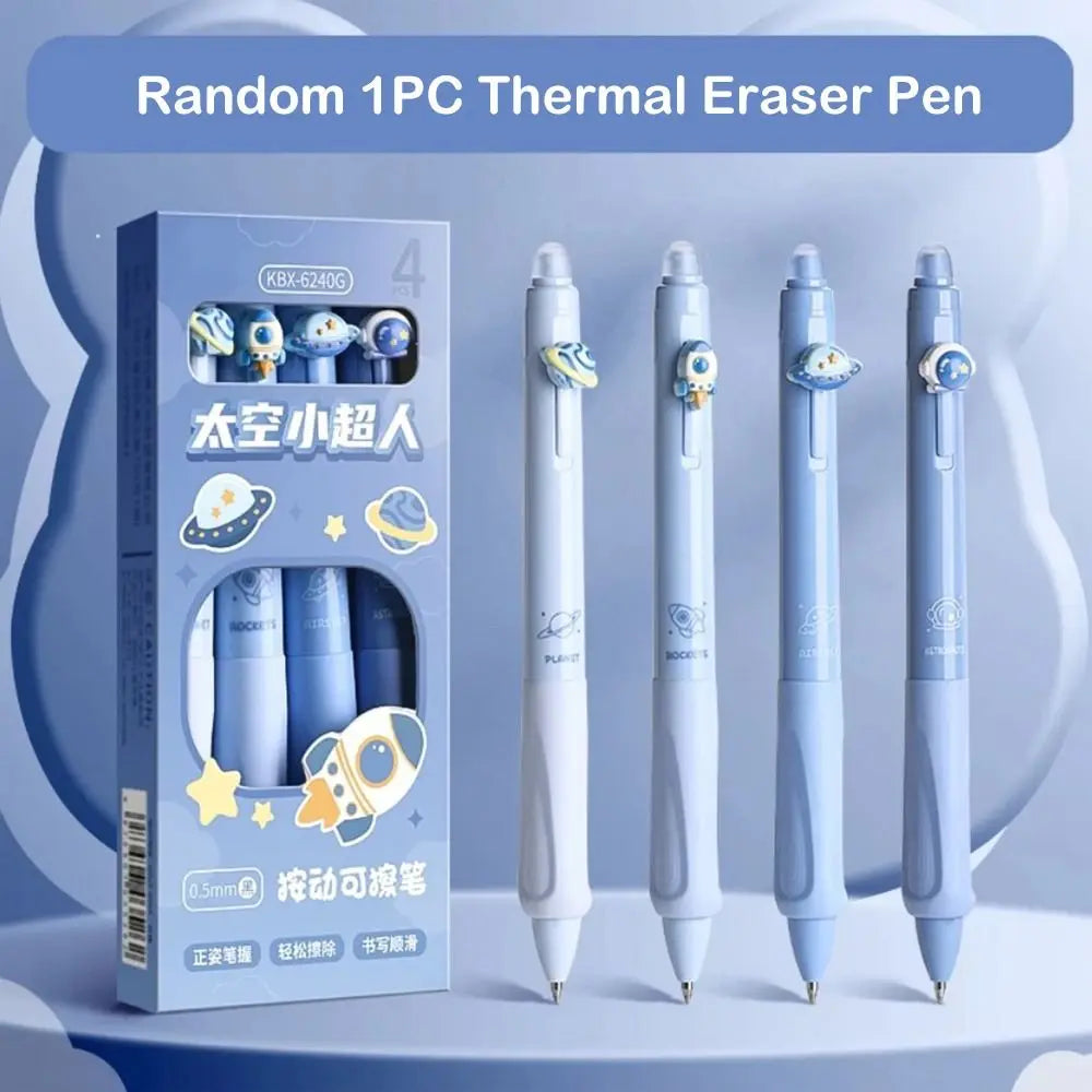 Kawaii Aesthetic 1PC Thermal Eraser Pen Cartoon Black Blue Ink Erasable Gel Pen INS Cute 0.5mm Neutral Pen Student Peaceful Pleasures Health and Wellness D-Black Ink-
