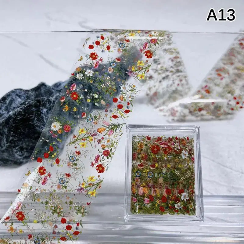 Flower Nail Transfer Foils Stickers for Nail Art