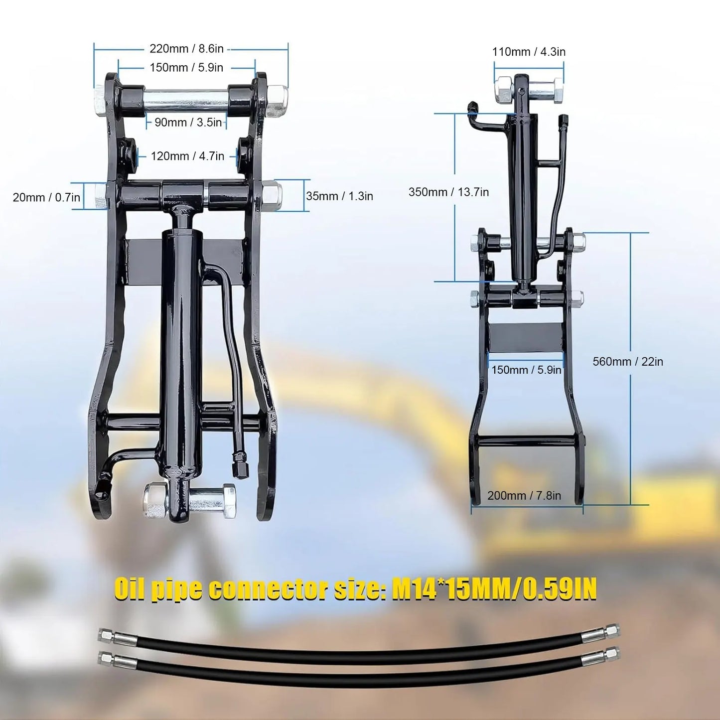 Excavator Hydraulic Thumb Clip Mn Steel Mini Single Hole M14 Hose