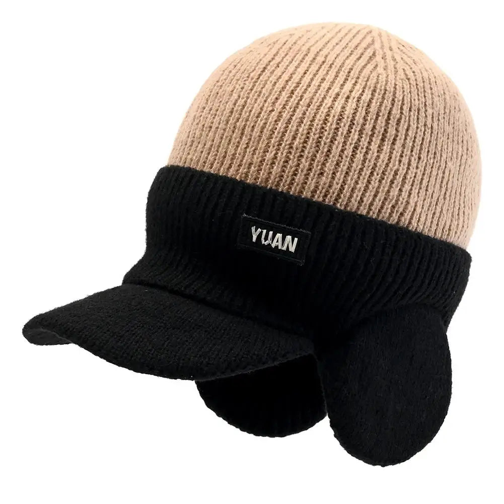 Men's Winter Knit Baseball Cap with Earflap Earmuffs Winter Earflap Cap Peaceful Pleasures Health and Wellness Beige