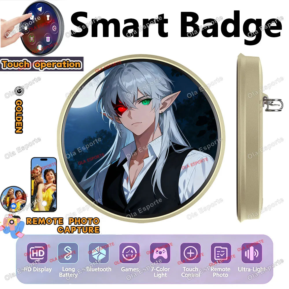Electronic Display Badge Bar Bluetooth Smart Cyber Badge 1.85 Inch Hd Touch Screen Images, Gifs Text Short Videos Display Peaceful Pleasures Health and Wellness Gold