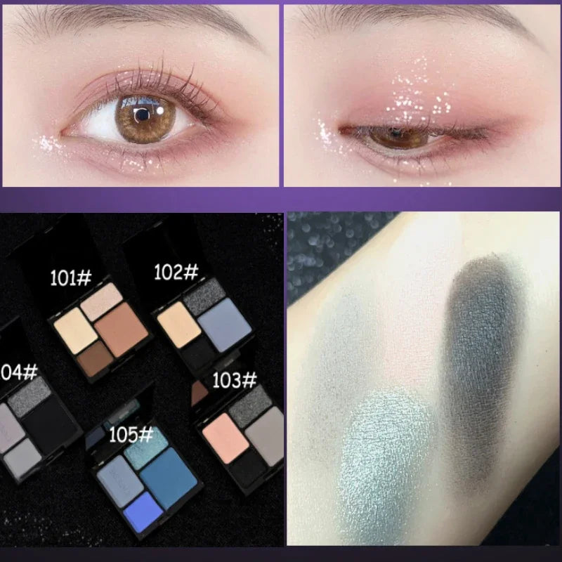 4-Color Punk Smokey Eyeshadow Palette – Glitter Matte Shimmer