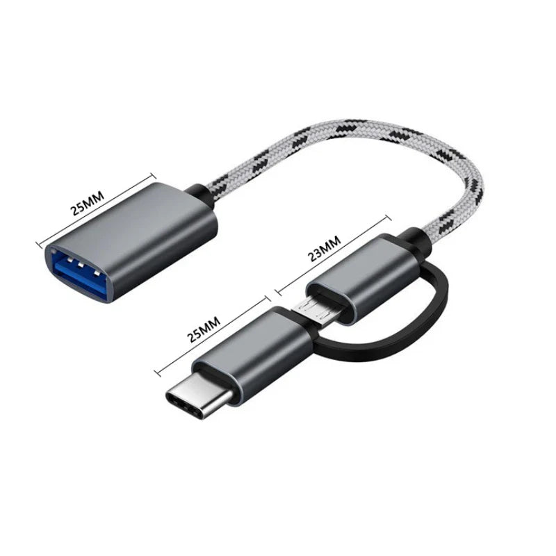 2-in-1 USB 3.0 OTG Adapter Braided Cable – Fast Transfer