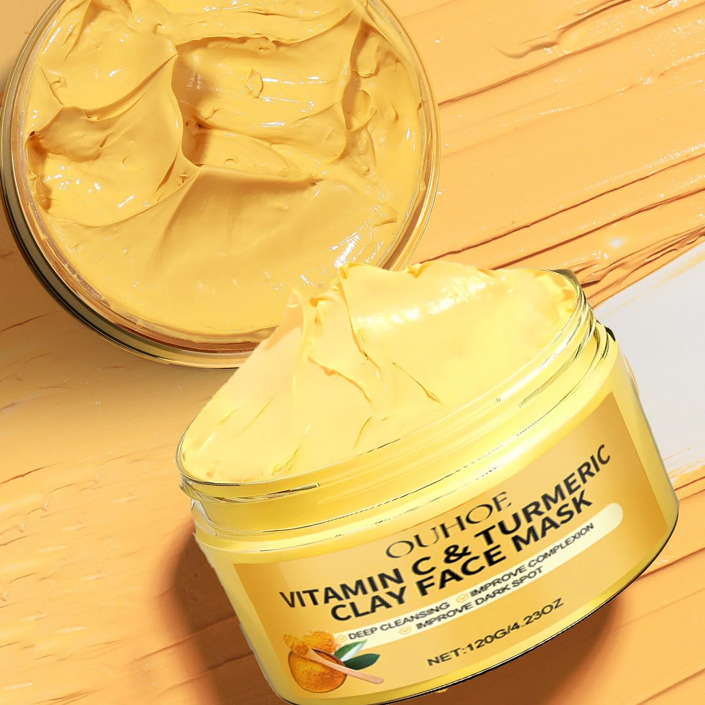 1/3PCS Turmeric VitaminC Clay Mask Deep Cleansing Facial Improves Dark Spots Hydrating Skin Care Tightens Skin Evens Skin Tone Peaceful Pleasures Health and Wellness