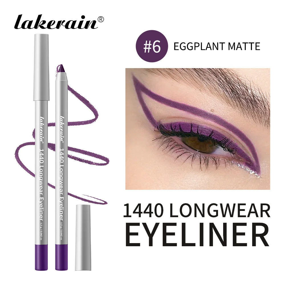 Lakerain Longwear Eyeliner 24h Long-lasting Wear Waterproof Smudge-proof Smooth Precise Application Smokey Eyeliner 12 Color Peaceful Pleasures Health and Wellness 6
