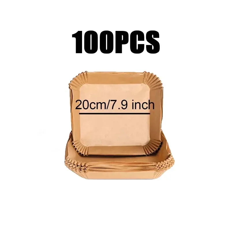 Square Air Fryer Parchment Liners 50/100pcs Non-Stick Disposable