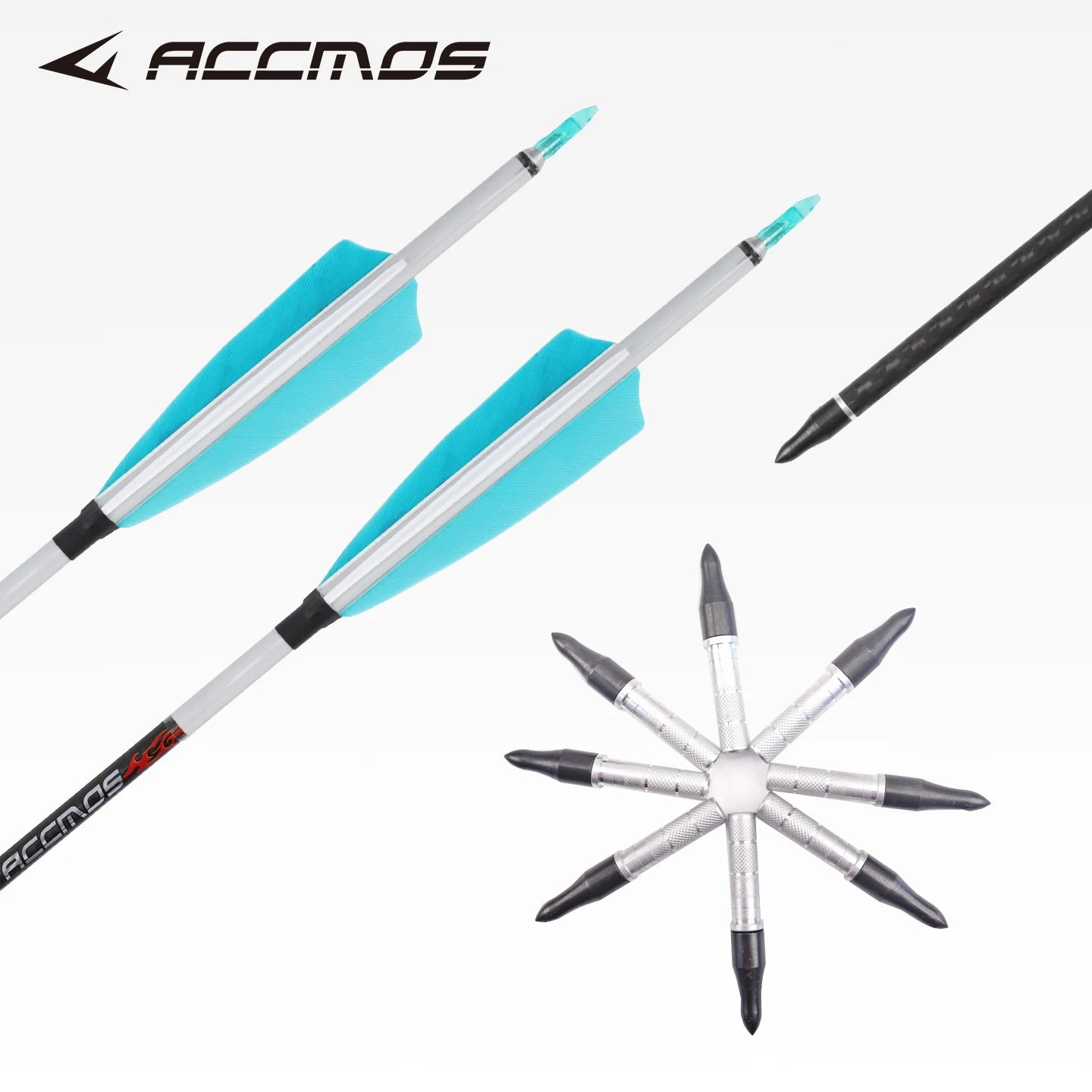 6 12 ACCMOS 3K Carbon Fiber Archery Arrows ID6 White Natural Feathers