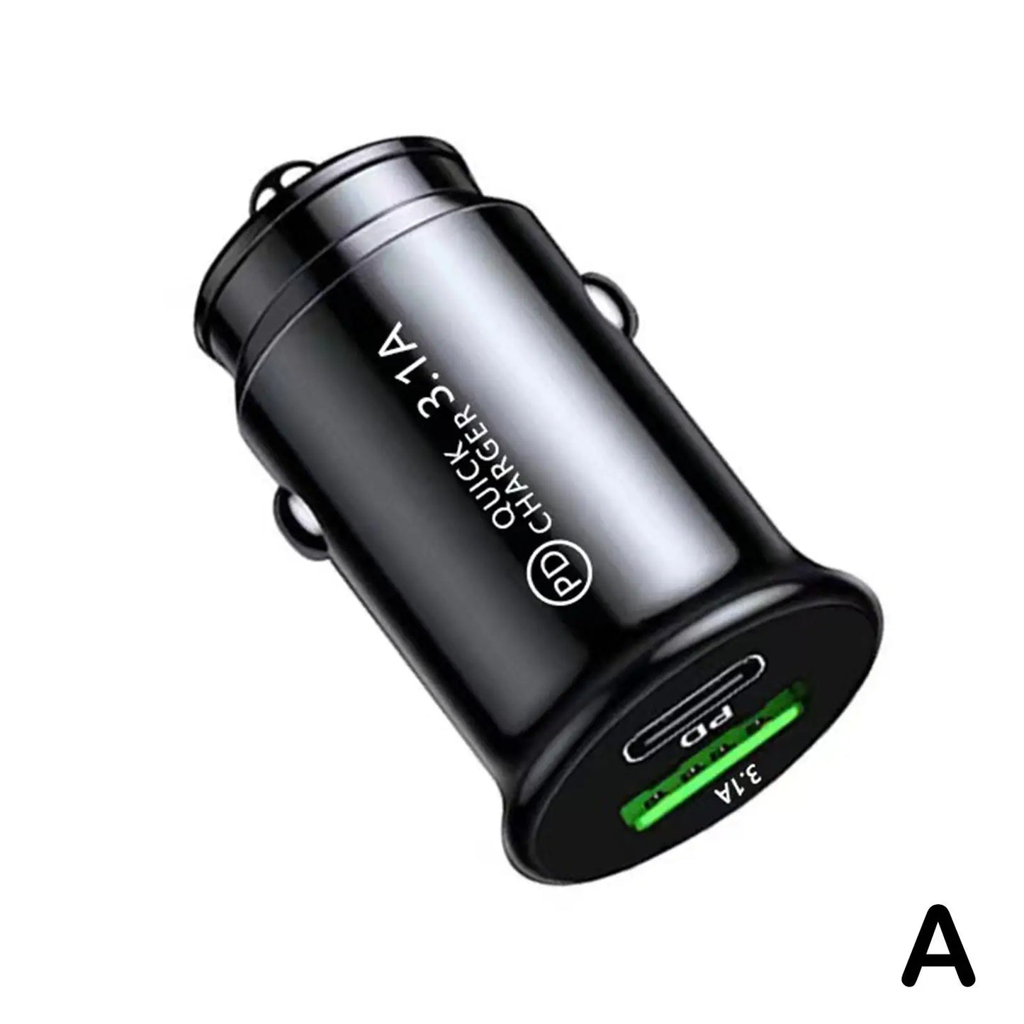 Car Charger Fast Charging White QC3.0 Black Mini Shape Car Lighter Slot PD 20W USB Type C Charge Adapter Peaceful Pleasures Health and Wellness A