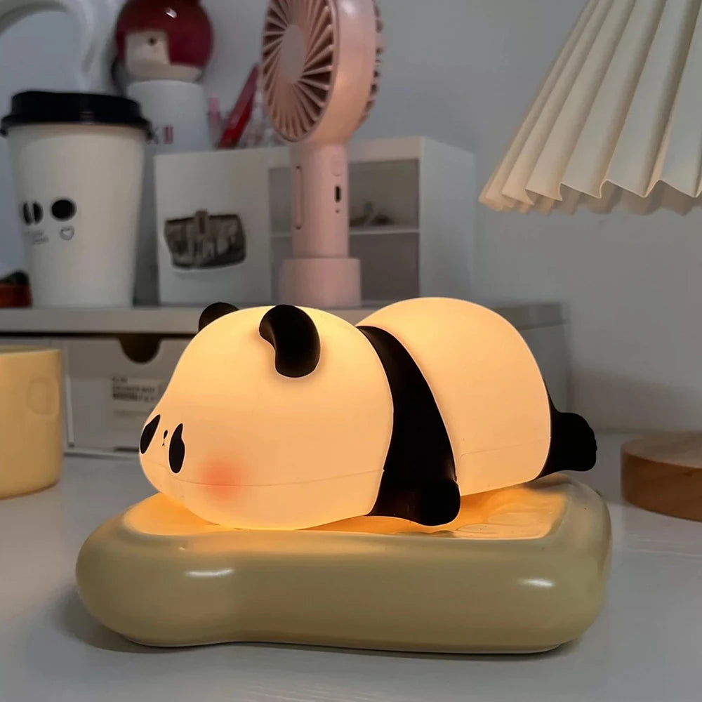 Rechargeable Sensor Touch Night Lights Cute Panda Silicone Lamp LED Dimming Lamp Bedside Decor Kids Night Light Birthday Gift Peaceful Pleasures Health and Wellness