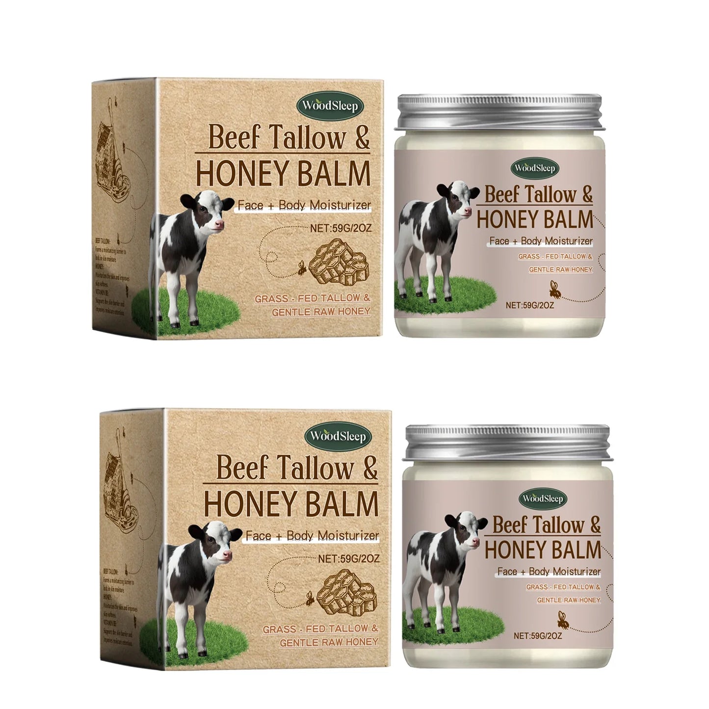 WOODSLEEP Shea Butter Tallow Honey Balm – Deep Moisturizing Cream