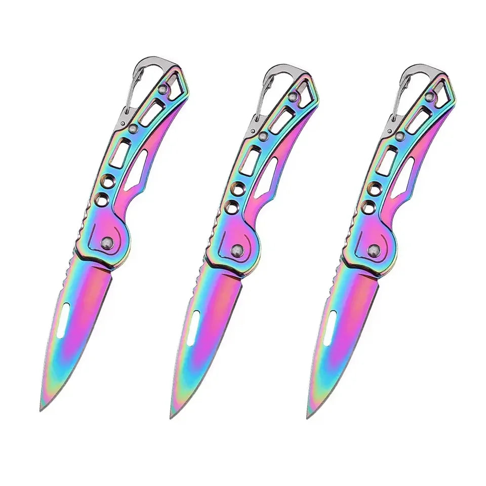 Stainless Steel Folding Pocket Knife – 3 or 6 Pack Peaceful Pleasures Health and Wellness Color-3pcs