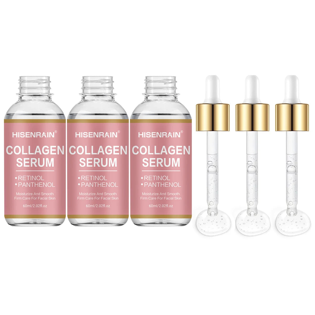 HISENRAIN Collagen Serum Gift Set - Anti-Aging & Hydrating Formula, Perfect Holiday Present with Single & Bundle Options. Peaceful Pleasures Health and Wellness 30ml-3pcs
