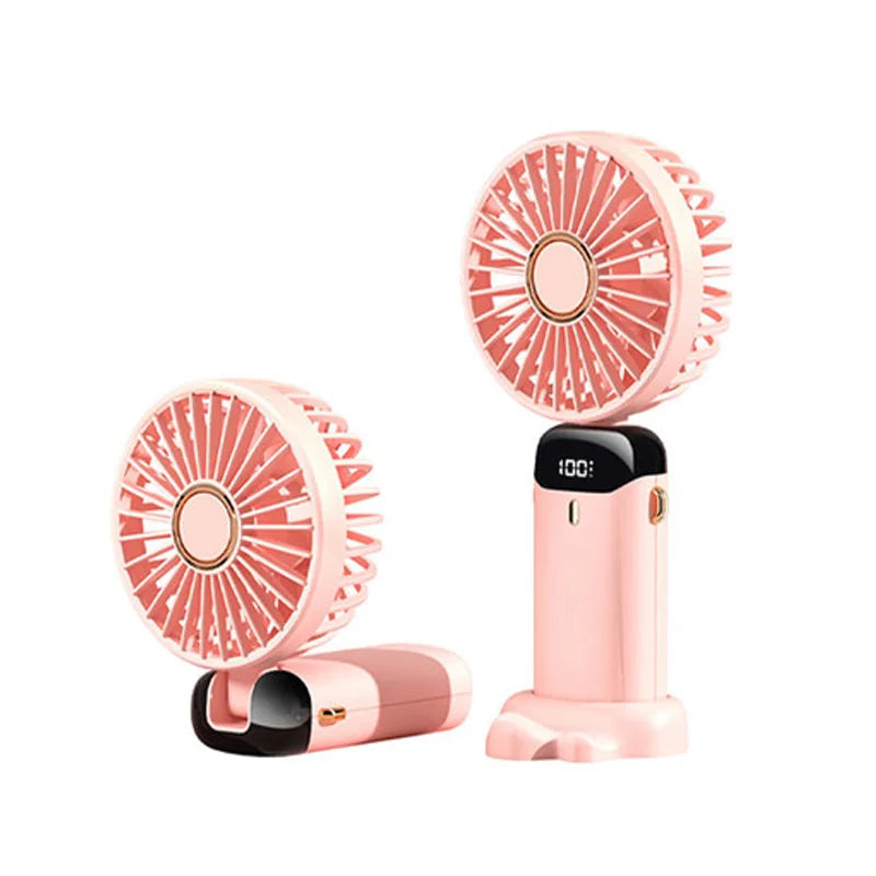 Powerful Fans Portable Electric Handheld Fan USB Rechargeable Hand-Held Hanging Small Fans for Home Travel Office Outdoor Peaceful Pleasures Health and Wellness Pink