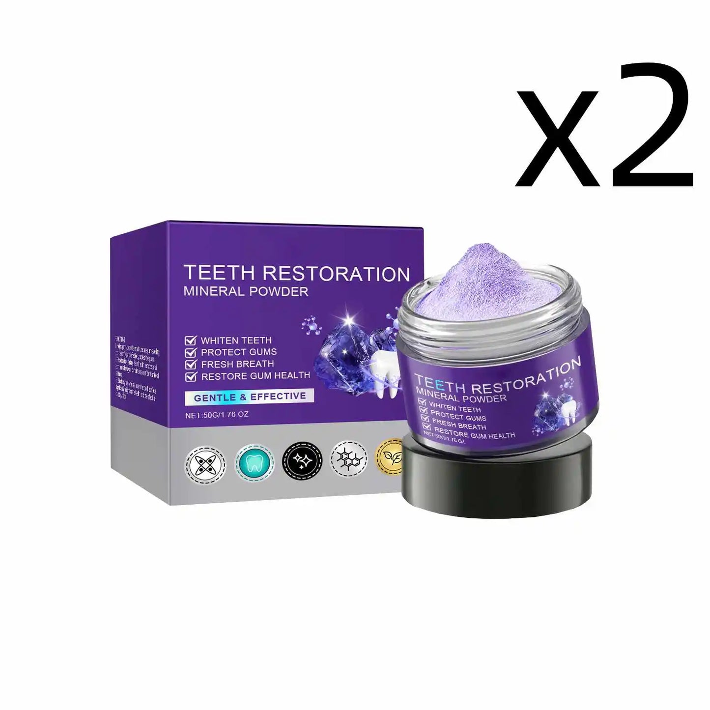 Purple Teeth Whitening Powder | Plaque Removal & Fresh Breath 50g