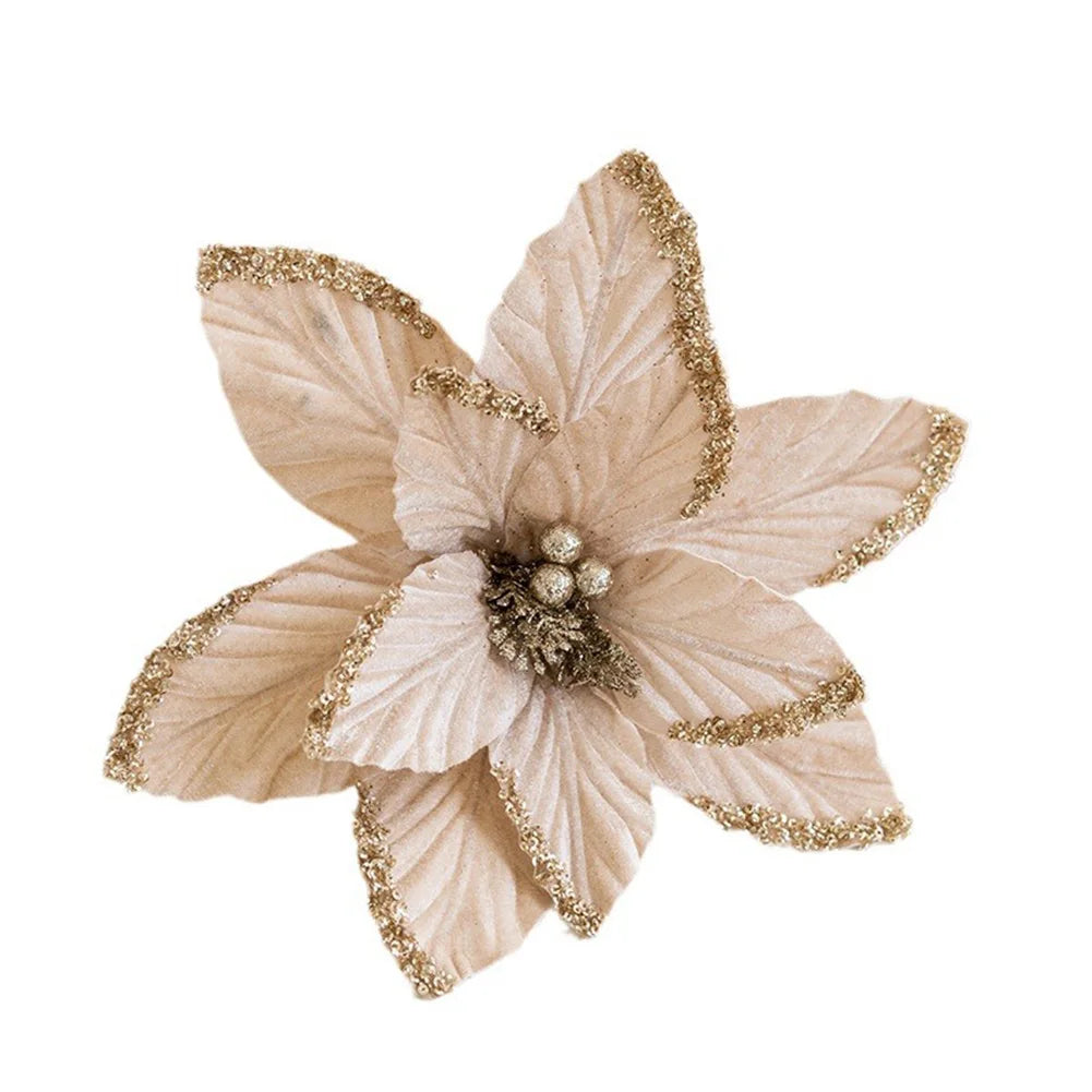 30cm Glitter Poinsettia Christmas Flower Ornament | Xmas Décor