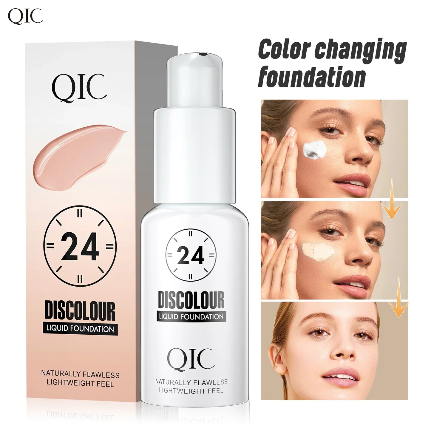 QIC Color Changing Liquid Foundation – Matte & Hydrating 30ml