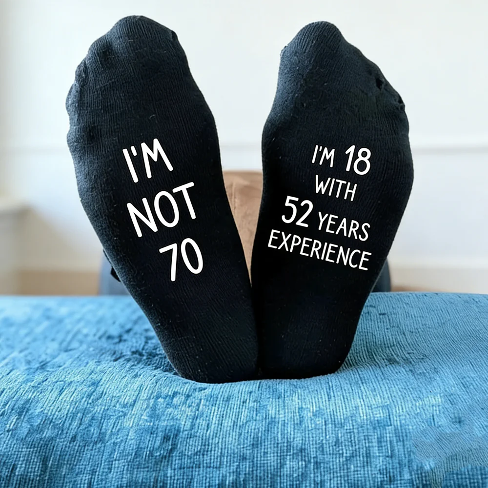 Funny 70th Birthday Socks "I'm Not 70" | Novelty Gift Unisex Novelty Birthday Socks Peaceful Pleasures Health and Wellness