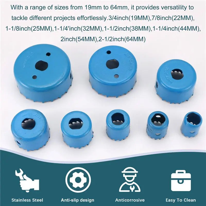 A36T-11Pcs/Set Hole Saw Cutting Set Kit 19-64Mm Wood Metal Alloys Circular Round With Case Woodworking Hole Opener Peaceful Pleasures Health and Wellness