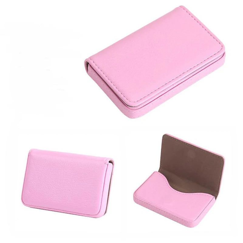 PU Leather Magnetic Card Case 1pc Business Card Holder for Men Women Fashion Credit Bank ID Box Solid Color Multipurpose Peaceful Pleasures Health and Wellness Pink