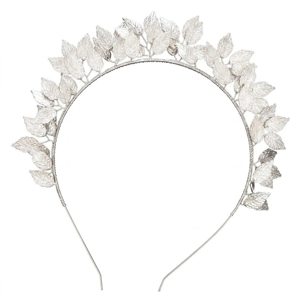 Bridal Hand-made Flower Hairband For Wedding Hairstyle Accessory With Soft-Lining And Durable Alloy Peaceful Pleasures Health and Wellness Silver