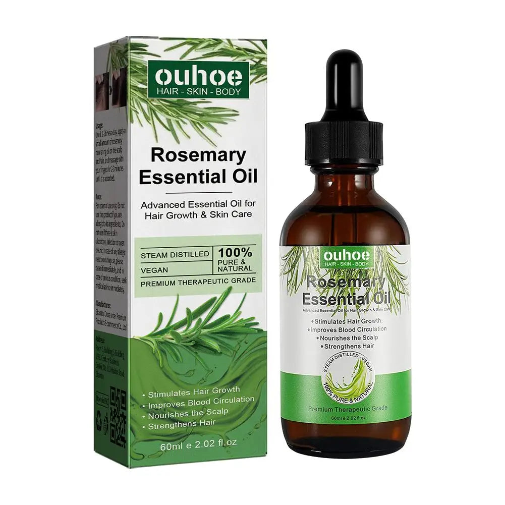 Rosemary Essential Oil for Hair Growth 60ml – Nourishing & Strengthening Hair Care Oil with Dropper Peaceful Pleasures Health and Wellness 1PCS