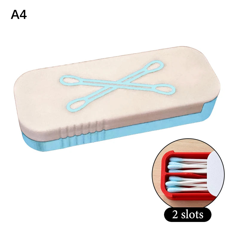 Mini Sliding Cotton Swab Storage Box – Dustproof Travel Case Swab Storage Case Peaceful Pleasures Health and Wellness A4