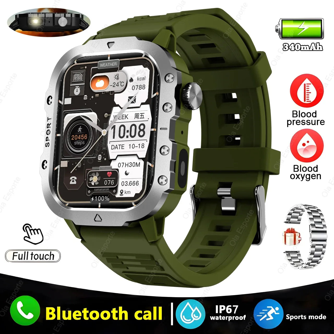 HW12 Military Sport Smartwatch 2.01" AMOLED Bluetooth 3ATM